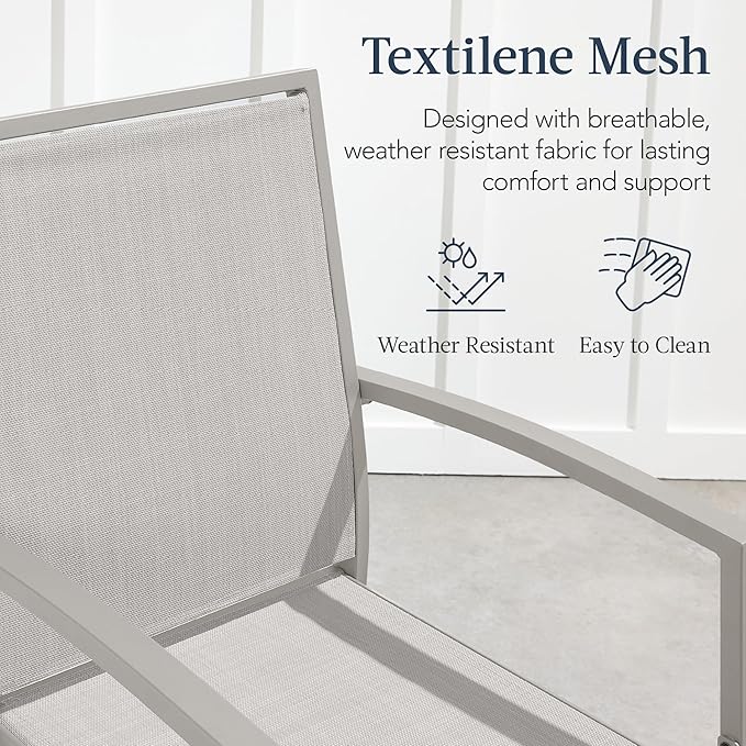 Best Choice Products Outdoor Bar Stools Set of 2, Bar Height, Patio Furniture, All Weather Mesh Design w/Armrest - Gray/Gray