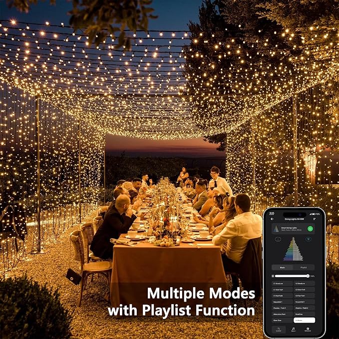 Brizled Smart String Lights, 65.61ft 200 LED Christmas Lights with APP & Voice Control, WiFi Christmas Fairy Light Warm White Music Sync Xmas Tree Lighting Green Wire for Home Xmas Tree Party Decor