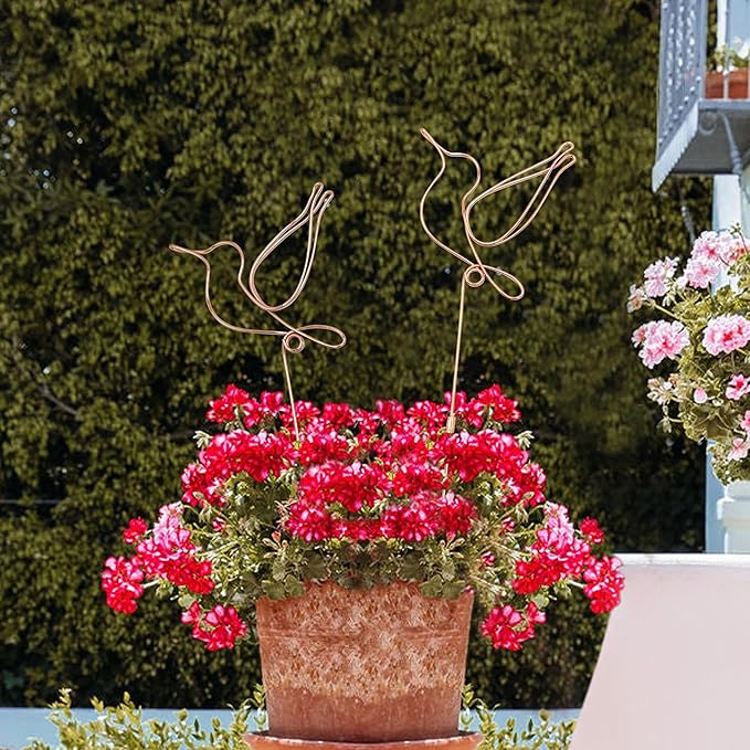 Hummingbird Decor Garden Stakes Decorative Set of 2, Hummingbirds Metal Wire Decor 23.62 inches x 6.69 inches,Decorative Stakes for Flower Pots, Planters, and Flower Beds