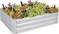 Sunnydaze 11.75" H Raised Metal Garden Bed - Galvanized Raised Garden Bed Outdoor for Vegetables and Flowers - Silver - 4' x 3' Rectangle