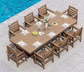 SERWALL 9 Piece Outdoor Dining Set, 84" HDPE Outdoor Table and Chairs for 8，All Weather Patio Furniture Set with Umbrella Hole for Backyard, Garden, Brown