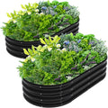 2Pcs 4X2X1ft Oval Raised Garden Bed Kit,Galvanized Raised Garden Beds Outdoor, Metal Planter Box Steel Kit Flower Herb,Vegetables..Black