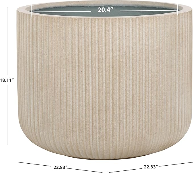 SAFAVIEH Outdoor Collection Lucca Beige Cement Ficonstone Planter Pot