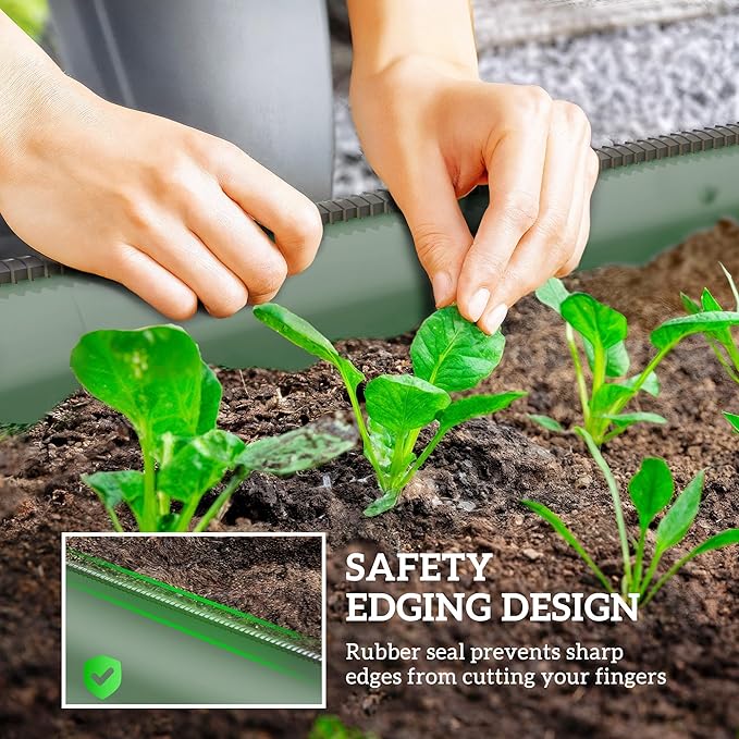 Outsunny 5' x 2' x 1' Galvanized Raised Garden Bed Kit, Outdoor Metal Elevated Planter Box with Safety Edging, Easy DIY Stock Tank for Growing Flowers, Herbs & Vegetables, Green