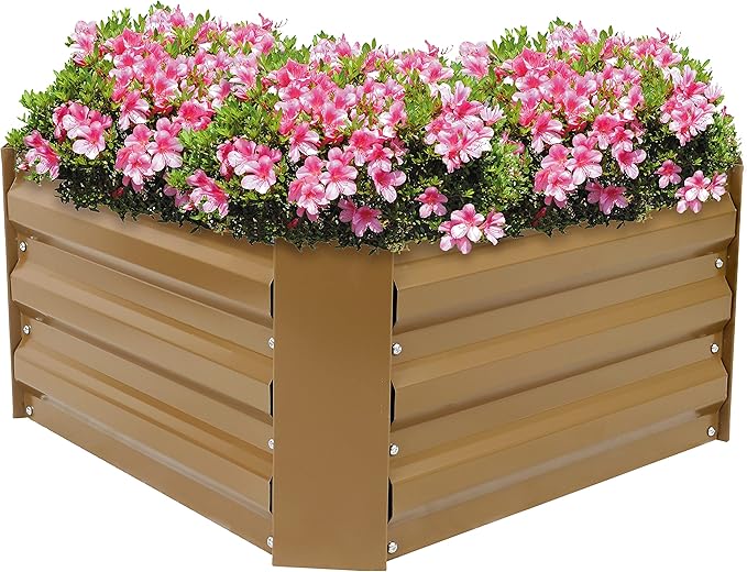Sunnydaze 11.75" H Raised Metal Garden Bed - Galvanized Raised Garden Bed Outdoor for Vegetables and Flowers - Brown - Square
