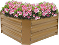 Sunnydaze 11.75" H Raised Metal Garden Bed - Galvanized Raised Garden Bed Outdoor for Vegetables and Flowers - Brown - Square