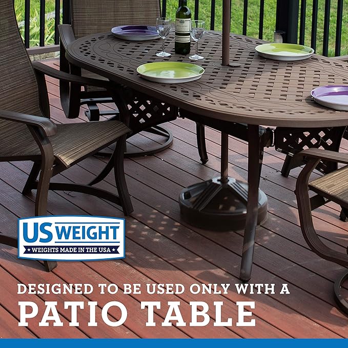 US Weight Durable Fillable Umbrella Base for Patio Table - 50 Pound Capacity Heavy Duty Adjustable Stand for Outdoor Umbrellas - Made in The USA