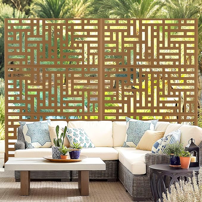Outdoor Privacy Screen,72" H×47" W Metal Privacy Screen, Freestanding Privacy Fence Panels for Patio