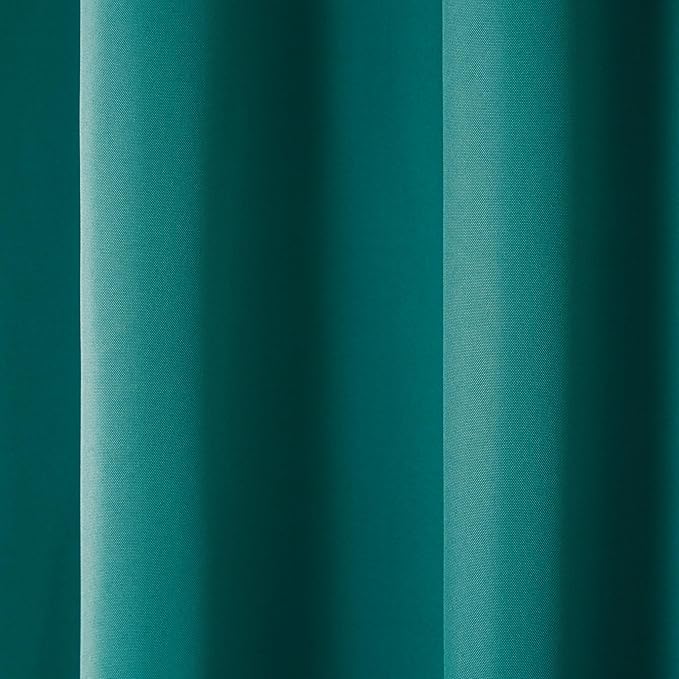 Town & Country Basics Cabana Solid Heavyweight Indoor Outdoor Curtains, Light Filtering Opacity with Grommet Top, Water Repellent, 2-Pack Set, 54"x63", Dark Teal