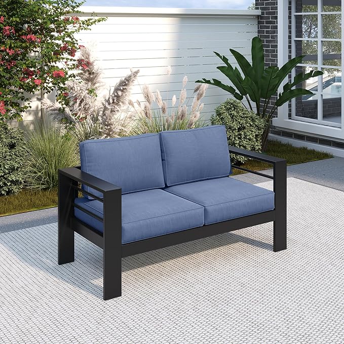 Solaste Aluminum Loveseat Patio Furniture, Weather-Resistant, Blue