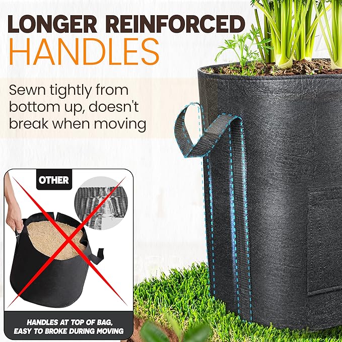 [Upgraded] 4Pcs 15 Gallon Potato Grow Bags with Unique Harvest Window & Visible Window, Non-Woven Planter Pot with Sturdy Handle, Potato Growing Container, Plant Garden Bags to Grow Vegetables, Tomato