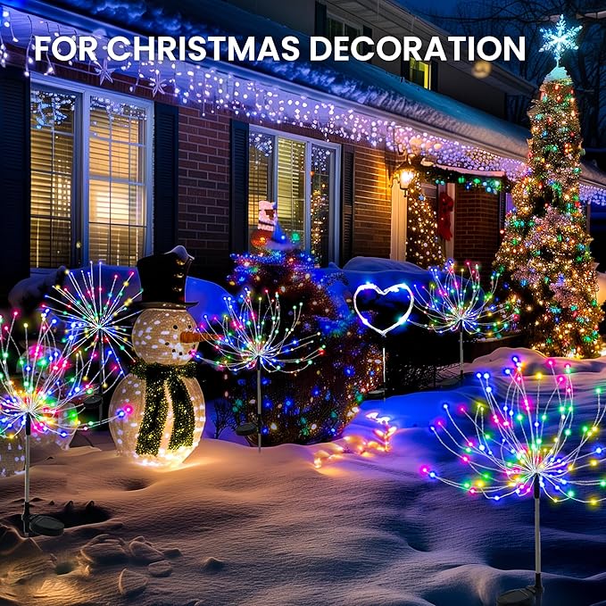 Garden Decor Solar Lights Outdoor,120LED Waterproof Colorful Solar Fairy Garden Lights for Outdoor Decoration,Yard, Patio, Porch,Flower Pot,Pathway,Christmas (2Pack)