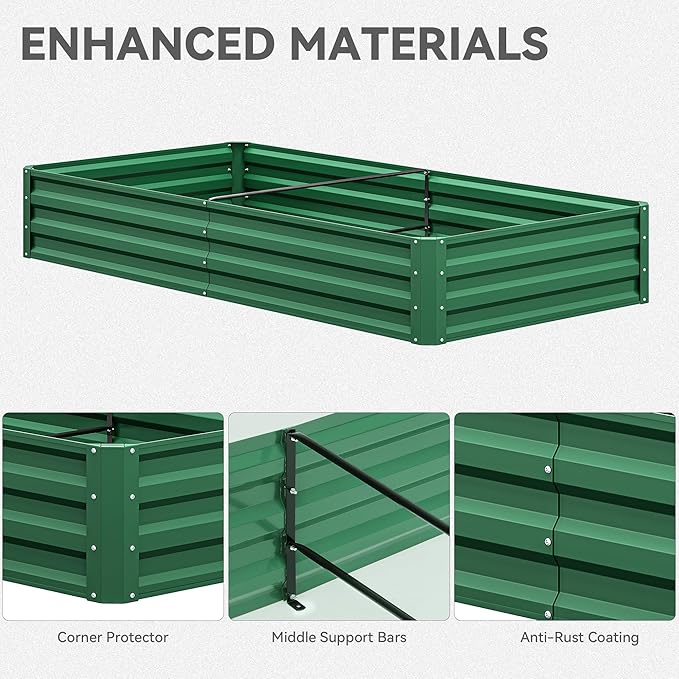 YITAHOME 72x36x12 in 2pcs Galvanized Raised Garden Bed Kit, Large Metal Planter Box with Gloves & Support Rod, Outdoor Flower Bed for Plants Vegetables, Green