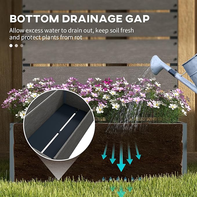 Outsunny Raised Garden Bed with Trellis for Climbing Plants, Planter Box with Self Draining Gap, Freestanding Trellis Planter for Outdoor, Patio, Deck, 28.25" x 15" x 59", Gray