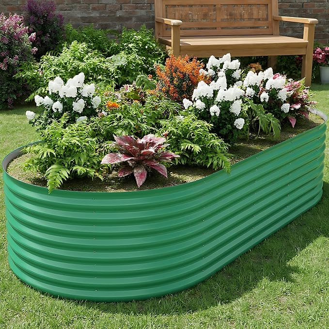 Garvee 6x3x2 ft Galvanized Raised Garden Bed Outdoor, 24 in Tall Metal Planter Box for Flowers Vegetables, Rust-Resistant Raised Garden Beds for Gardening, Easy Assembly Outdoor Garden Box & Planters