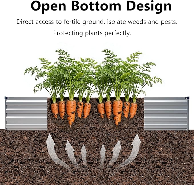 8x4x1 ft(2 Pack) Galvanized Raised Garden Bed,Outdoor Planter Box Metal Patio Kit Planting Bed for Vegetables Flowers and Succulents,Silver