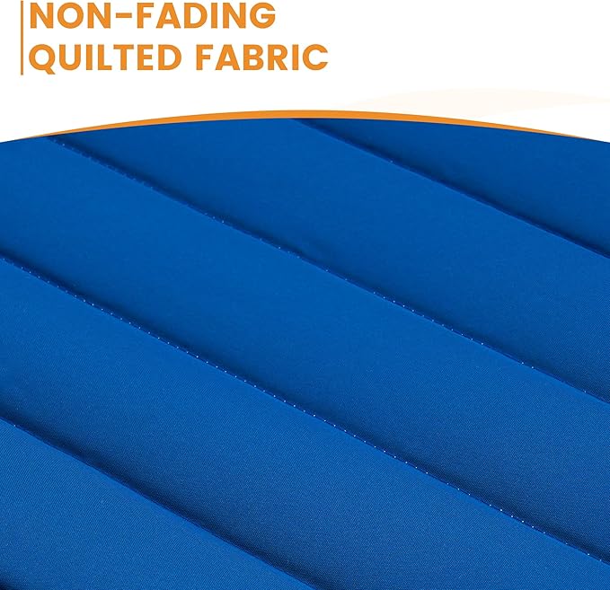 Lazy Daze 12 FT Double Quilted Fabric Hammock with Spreader Bars and Detachable Pillow, 2 Person Hammock for Outdoor Patio Backyard Poolside, 450 LBS Weight Capacity, Dark Blue/Natural