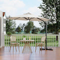 Garvee 10 ft Cantilever Patio Umbrella with Solar Lights, 360° Rotation Offset Umbrella, Easy Crank & Tilt Adjustment, UV Protection for Backyard, Poolside, Deck -Beige