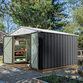 Devoko 10 x 8 FT Outdoor Storage Shed, Metal Garden Sheds & Outdoor Storage Clearance, Large Tool Shed Outdoor with Single Lockable Door for Patio Lawn Backyard (Gray)