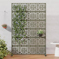 Casaphoria Metal Privacy Screen Outdoor, 72" H x 47" W Freestanding Decorative Privacy Screen for Patio Deck Balcony Garden with Stable Base, Green-Perilla