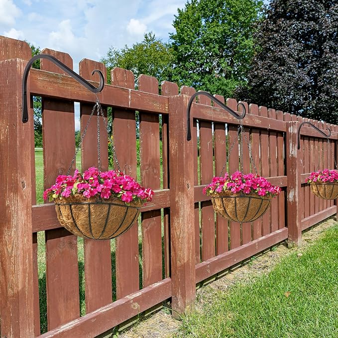 11 inch Plant Hanger, Sturdy Hanging Plant Bracket Outdoor, Hanging Plant Wall Hook Heavy Duty, for Hanging Bird Feeders, Planters, Lanterns, Wind Chimes, Indoor/Outdoor Use, Black, Set of 2
