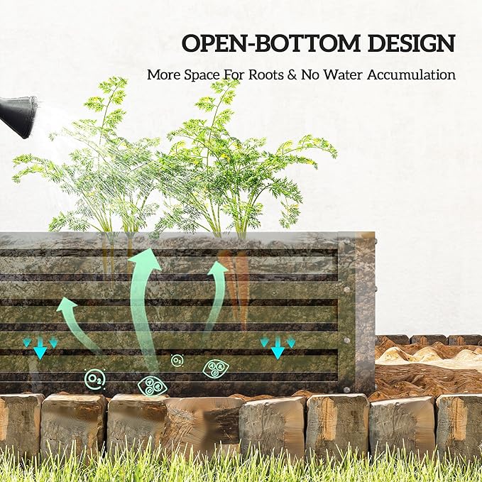 Outsunny Galvanized Raised Garden Bed, 4' x 2' x 1' Metal Planter Box, for Growing Vegetables, Flowers, Herbs, Succulents, Gray