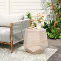 Christopher Knight Home Jayme 18.75" Indoor Outdoor Hexagonal Accent Side Table, Patio Decorative End Table, Lightweight Concrete Garden Stool for Patio Living Room Balcony & Garden Decor, Travertine