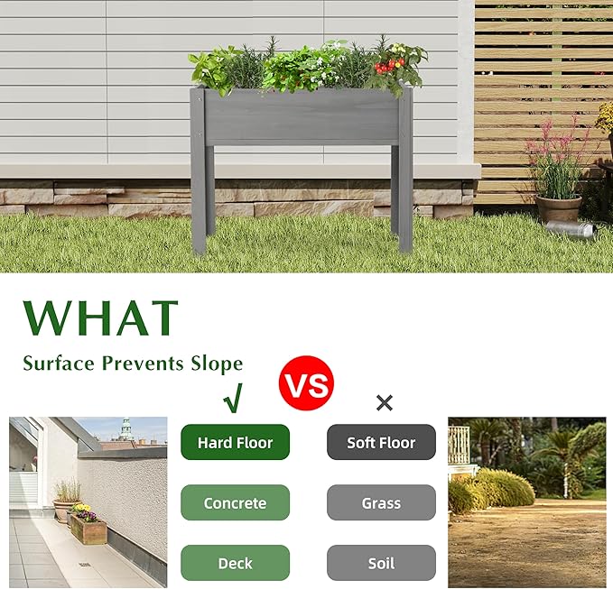 SoliWood Set of 2 Raised Garden Bed with Legs, 40x20x31'', Outdoor Wood Elevated Planter Box, Thick Legs, w/Liner