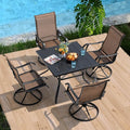 NUU GARDEN Outdoor Dining Set 5-Piece Patio Set with Weather-Resistant Table and 4 Textilene Swivel Chairs for Yard, Deck and Poolside, Brown and Black