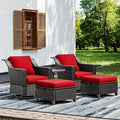 Joyside Wicker Patio Furniture Sets, 5 Pieces Upgraded Large Size Outdoor Furniture with Swivel Rocking Patio Chairs, Outdoor Ottoman and Side Table, Thick Cushions, Wide Armrest