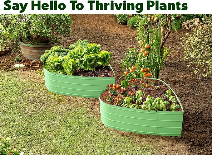 Plant & Plot Galvanized Raised Garden Beds Outdoor // Planter Raised Beds for Gardening, Vegetables, Flowers // Large Metal Garden Box (Light Green) // Tool-Free Assembly