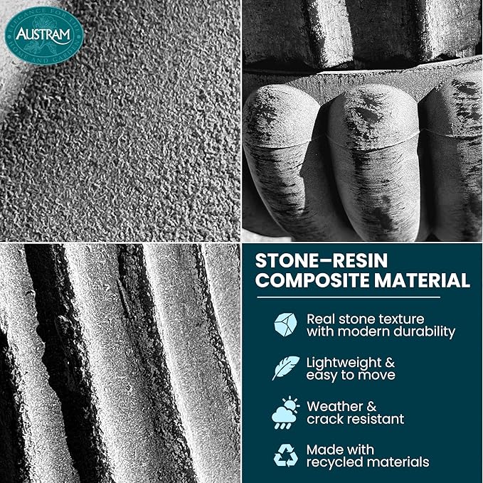 Urn Planters 22", Set of 2, Tall Stone-Resin Pedestal Planters for Outdoor Plants, Large Front Porch Decor, Patio Garden Pots, Outdoor Urns for Entryway, Porch & Deck, Grey Plant Pot