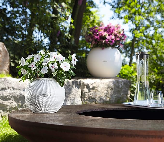 Lechuza Puro Color 20 White, Self-Watering Small Indoor Planter, D7.9 H6.3 in