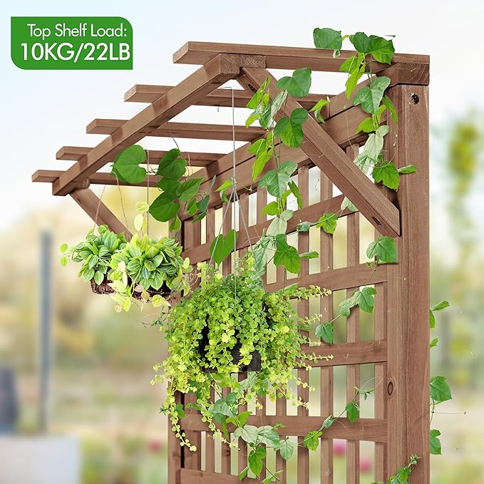 Yaheetech 72" H Horticulture Garden Planter with Trellis for Vine Climbing Plants, Raised Box Outdoor w/Drainage Holes Raised Garden Bed Planter Box for Flowers, Dark Brown