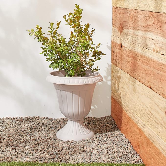 Arcadia Garden Products PL20TP Classic Traditional Plastic Urn Planter Indoor/Outdoor, 10" x 12", Taupe