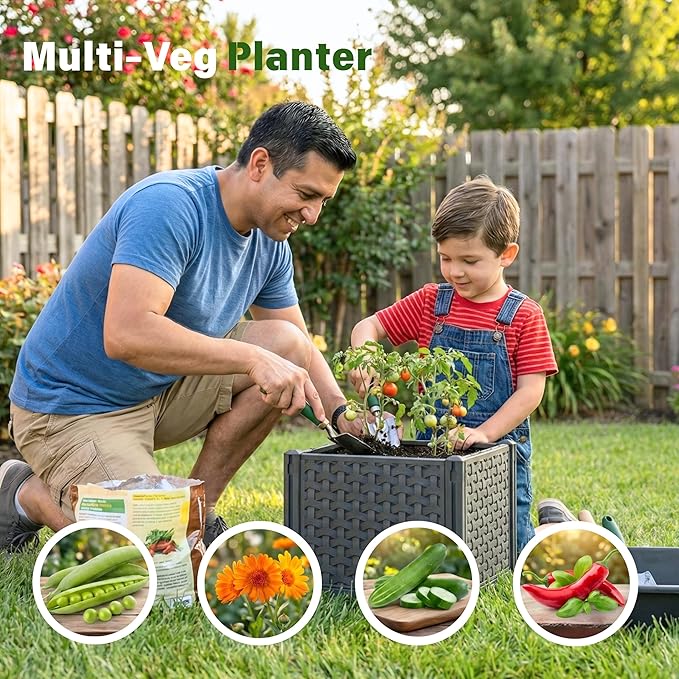 Raised Garden Bed with Tomato Planter Cage, 56.7” Trellis Planter Boxes with Wheels for Outdoor Patio Greenhouse Gardening Climbing Vegetables