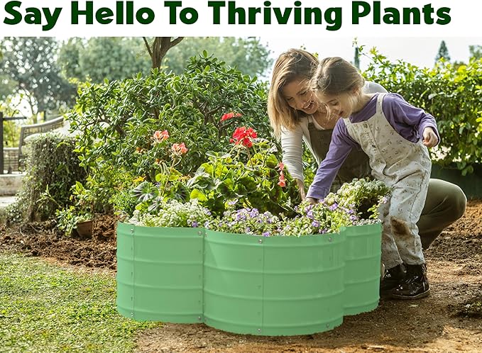 Plant & Plot Galvanized Raised Garden Beds Outdoor // 3×3×1 ft Planter Raised Beds for Gardening, Vegetables, Flowers // Large Metal Garden Box (Light Green) // Patented Tool-Free Design