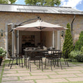Flash Furniture Sedona Round Solar Cantilever Umbrella, Commercial Grade with Built in Cross Base, Crank and Tilt, 32 LED Lights, 6 Hour Run Time, 10 FT, Tan