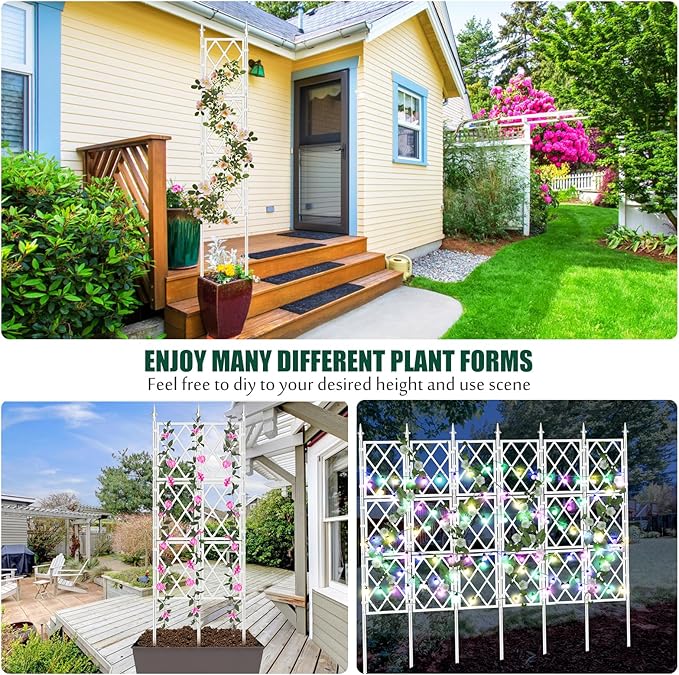5.25FT Metal Pipe Trellis for Climbing Plants Outdoor, Garden Wall White Trellis with Garden Twist Tie, Support Tall Plant Fence for Ivy Vines Rose Flower
