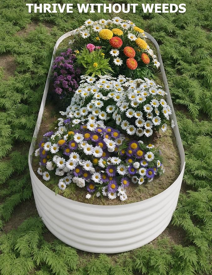 GarveeLife 2 Pcs Raised Garden Beds Outdoor 8x4x1.5 ft - Galvanized Steel Planter Box for Vegetables, Flowers, Rust-Resistant, Easy Assembly Raised Beds, Durable Planters for Outdoor Plants, Beige