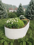 GarveeLife 8x4x2 ft Galvanized Raised Garden Bed - 24“ Tall Metal Planter Box for Vegetables, Flowers, Herbs, Rust-Resistant Outdoor Garden Box, Easy Assembly Raised Beds for Gardening, Beige