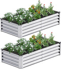 2PCS 4x2x1FT Galvanized Raised Garden Bed, Galvanized Planter Raised Garden Boxes Outdoor, Large Metal Raised Garden Beds for Vegetables-Silver
