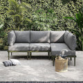 Sundale Outdoor 4 Pieces Patio Furniture Set, Metal Sectional Sofa Patio Conversation Set with 6 Inch Cushions, Modern Patio Corner Couch for Balcony, Porch, Sunroom