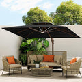 10 X 13 FT Cantilever Outdoor Patio Umbrella with Led Lights Large Heavy Duty 360° Rotation Double Top Offset Rectangular Umbrellas for Backyard Garden Pool Outside Deck, Black