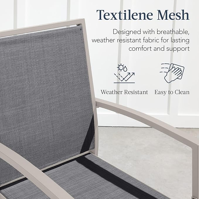 Best Choice Products Outdoor Bar Stools Set of 2, Bar Height, Patio Furniture, All Weather Mesh Design w/Armrest - Taupe/Charcoal