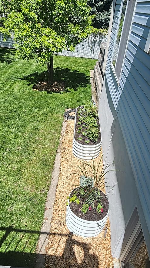 A ANLEOLIFE Set of 14, 18 Inch Tall Raised Garden Beds Kit, Heart-Shaped, Long Oval & Round Metal Planters – Ideal for Creative Garden Layouts, Antique White