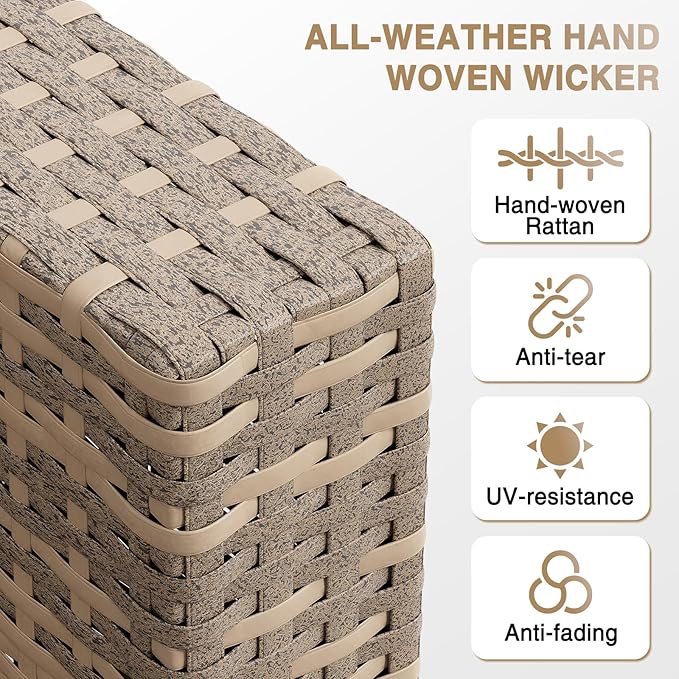 Aoxun Patio Furniture Sets, 10-Piece Outdoor Patio Furniture with Thick Cushions, Wicker Outdoor Conversation Set Sectional Sofa for Backyard, Poolside, Garden