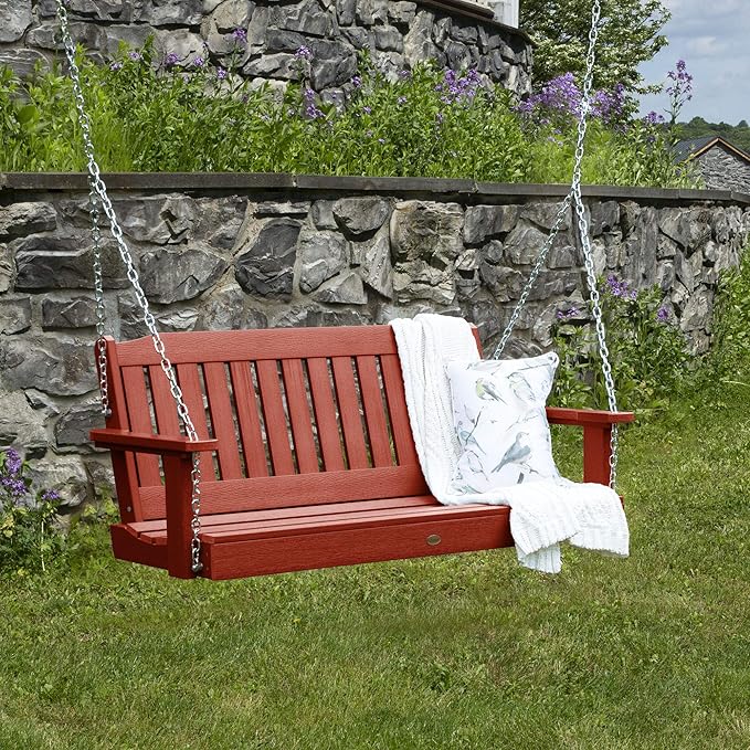 Highwood Lehigh Porch Swing, 4 Feet, Rustic Red