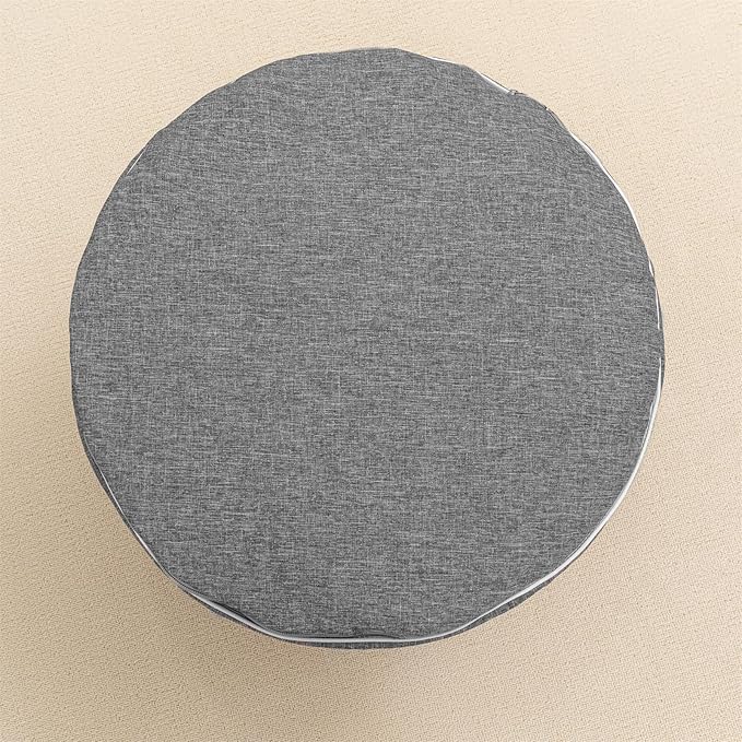 Outdoor Ottoman Outdoor Ottomans for Patio 19x12 Inches Modern Lightweight Foam Stuffed Pouf Outdoor Footstool Footrest Foot Stool Waterproof (Gray)