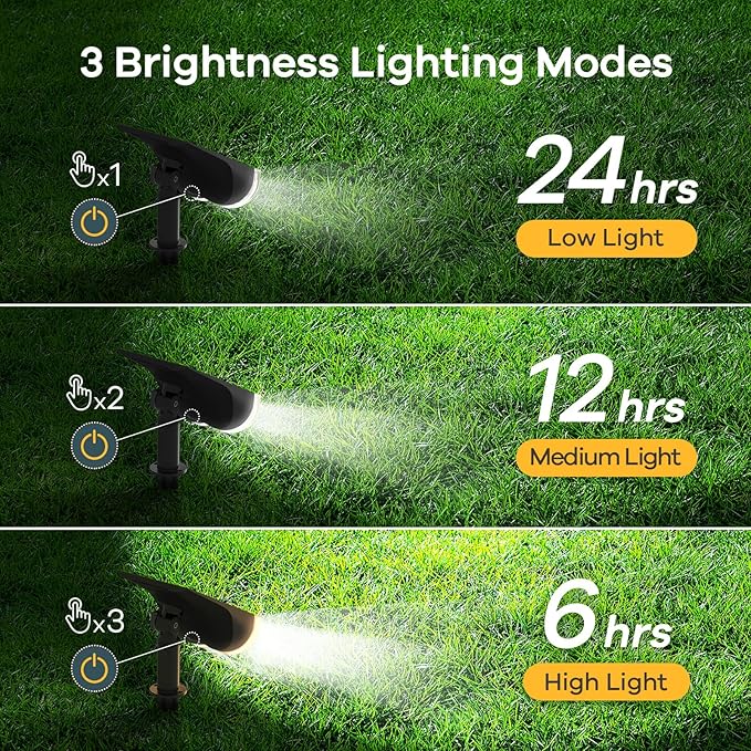 Linkind Solar Lights Outdoor Waterproof IP65, StarRay Dusk-to-Dawn Outdoor Solar Lights, 3 Lighting Modes Solar Spot Lights Outdoor for Garden, Yard, Landscape (Daylight, 4 Pack)